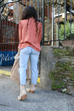 Peach embroidered blouse