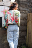 Teal floral silky blouse