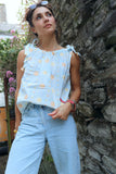 Floral patterned ruched blouse