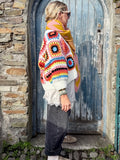 Colourful patchwork and stripe cardigan