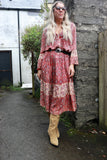 Red paisley midi dress