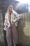 Crochet colourful granny square cardigan