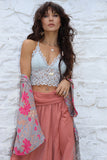 Longline floral lace bralette (blue)