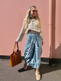 Tiered floral blue trousers