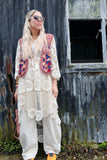 Acid washed embroidered waistcoat