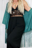 Longline floral lace bralette (Black)