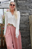 Long sleeve lace trim tee