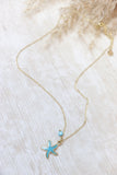 Blue starfish necklace (Gold)