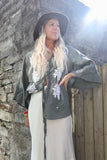 Floral applique detail tie blouse