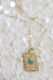 Aqua diamond stamp necklace (Gold)