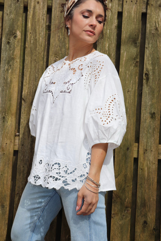 Broderie floral blouse