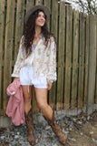 Floral crochet insert blouse