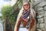 Embroidered fringe star scarf (Taupe)