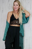 Longline floral lace bralette (Black)