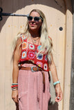 Red granny square crochet top