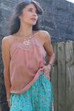 Lace trim racer back cami (Peach)