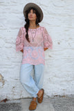 Pink mesh crochet top