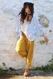Light blue flower crochet cardigan