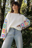 Colourful crochet sleeve jumper
