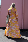 Floral mustard shirt dress