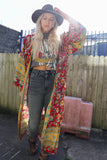 Long red floral kimono