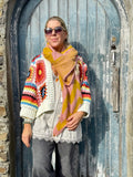 Colourful patchwork and stripe cardigan