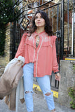 Peach embroidered blouse