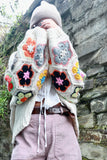 Flower crochet sleeve cardigan