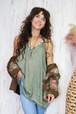 Racerback lace trim cami (washed khaki)