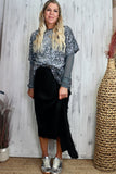 Oversized sequin and velvet silver t-shirt