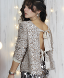 Sequin and velvet tie top