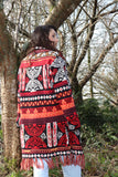 Red aztec fringe cardigan