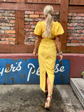 Cut out midi yellow dress