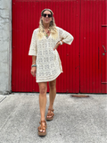 V neck crochet tunic