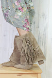 Taupe fringe boots