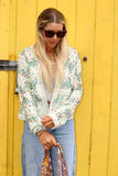 Mint floral crochet cardigan