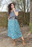 Emerald floral skirt