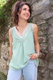 Sea green lace trim cami