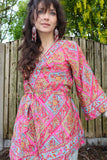 Silk kimono wrap blouse