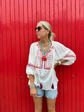 Aztec embroidered peasant blouse