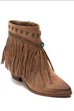 Fringe western ankle boots