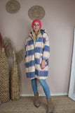Pastel check hooded coat