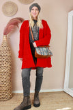 Cable knit cardigan (Red)