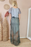 Silky skirt with lace panel