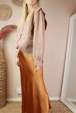 Pink cardigan with gold pearl detail