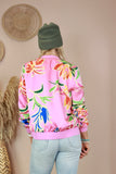 Flower printed bomber jacket (pink)