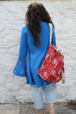 Floral cotton quilted bag (Red)
