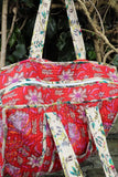 Floral cotton quilted bag (Red)