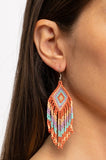 Diamond pastel beaded tassel earrings