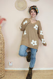 Camel knit with floral detail